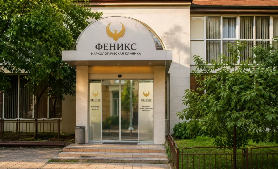 Вход в наркологическую клинику «Феникс» в Кольчугине